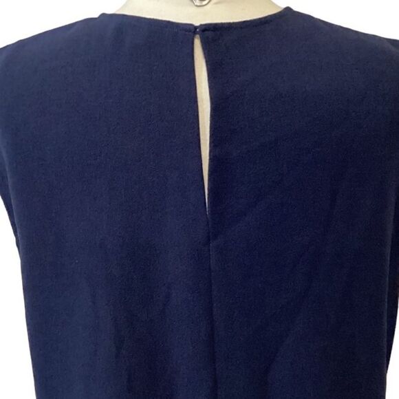 Rebecca Minkoff Shift Dress Crepe Navy Blue Pink Tuxedo Stripe Size Small - Picture 3 of 6
